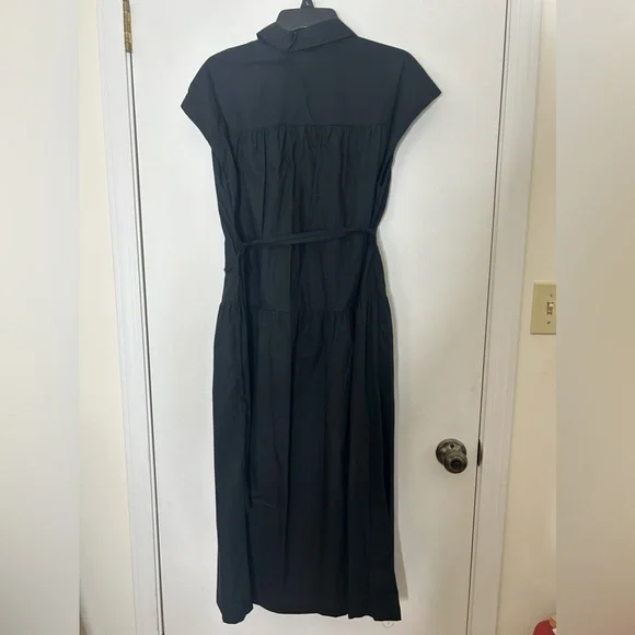 NWT Women's A New Day S Black Short Sleeve Button Down Collar Midi Dress - Picture 2 of 4